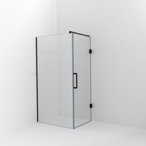 Balmani Modular inloopdouche met deur: 110 x 200 cm met deur 80 cm, Helder glas, Mat zwarte profielen