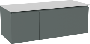 Balmani Sfera zwevend badmeubel 135 x 55 cm forest met Stretto enkel of dubbel wastafelblad in solid surface mat wit