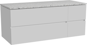 Storke Edge meuble salle de bains suspendu 130 x 52 cm blanc brillant avec Tavola tablette simple ou double en blanc/noir mat terrazzo