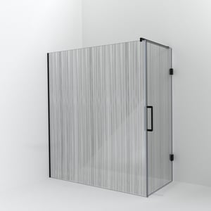 Balmani Modular douche à l'italienne avec porte: 180 x 200 cm avec porte 90 cm, Mikado, Profil Noir mat
