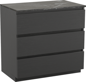 Balmani Lucida staand badmeubel 90 x 55 cm zwart eiken met Stretto enkel wastafelblad in marmer pietra grey
