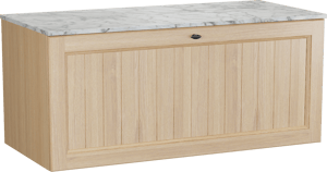 Balmani Lemon zwevend badmeubel 120 x 55 cm, fineer naturel eiken met Stretto enkel of dubbel wastafelblad in carrara