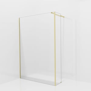 Balmani Modular inloopdouche met vaste zijwand: 140 x 200 cm, Ribs met coating, Brushed Champagne Gold profielen