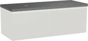 Balmani Idra by Mitra meuble salle de bains suspendu 135 x 55 cm blanc mat avec Rock tablette double en granit noir