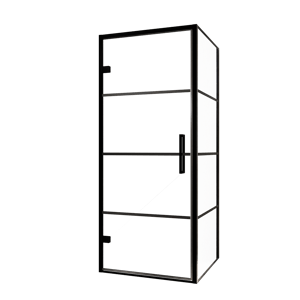 Balmani Senses Design douche d'angle avec porte pivotante à gauche et paroi latérale fixe, 90 x 80 cm, Lined, Profil noir