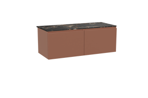 Balmani Sfera hängendes Möbelstück Set: 135 x 55 cm, Cotto, mit Stretto Einzel- oder Doppel Waschtischplatte, Marmor Portoro Gold