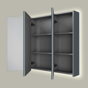 Linie Montro armoire de toilette lumineuse 100 x 75 cm bleu anthracite