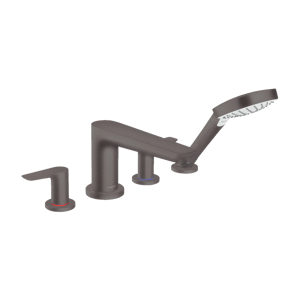 Hansgrohe Talis E 4 trous Robinet de baignoire sur gorge mitigeur Brushed Black Chrome set douchette incl.