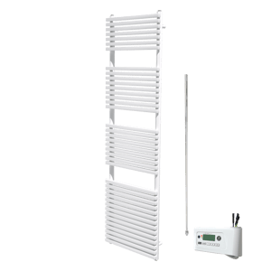Vipera Vesuvio Einzel Handtuchheizkörper 50 x 180 cm Elektrische Heizung weiß matt Seiten- und Mittelanschluss 982W, inkl. Widerstand