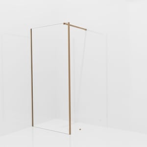 Balmani Modular inloopdouche met vaste zijwand: 100 x 200 cm, Helder glas met coating, Brushed Rosegold profielen