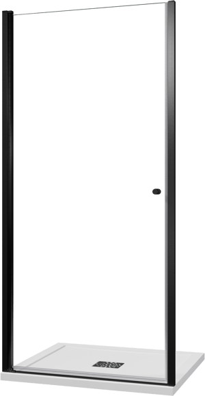 Luca Varess Kuresa porte pivotante 100 x 200 cm verre transparent profil noir mat