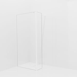 Balmani Modular inloopdouche met vaste zijwand: 100 x 200 cm, Helder glas, Mat witte profielen