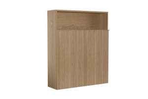 Balmani Forma Badhochschrank: Hängend, asymmetrische Rippen, Eiche Natur, 100 x 30 x 120 cm