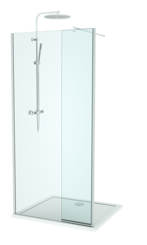 Linie Twist Walk-In Dusche: Bewegliche Seitenwand, 100 x 200 cm, Klarglas, Chromprofil