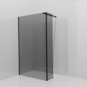 Balmani Modular douche à l'italienne avec paroi latérale fixe: 120 x 200 cm, Verre fumé, avec coating, Profil Noir mat
