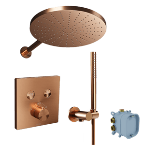Blaufoss Smartbox Switch-line robinet thermostatique Colonne de douche de pluie encastré avec douche de tête 30 cm Brushed Rosegold