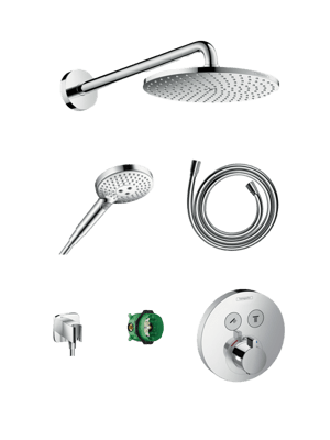 Hansgrohe Showerselect S Duschsystem: Unterputz, Runder Duschkopf, 24 cm, Chrom Glänzend