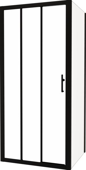 Linie Cadiz douchehoek met schuifdeur en vaste zijwand, 100 x 80 cm, helder glas, zwarte profielen