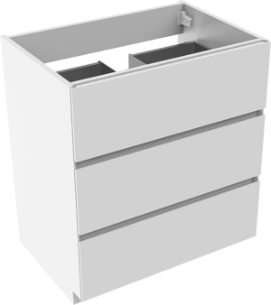 Storke Edge meuble sous-lavabo a poser 75 x 52 cm Blanc Brillant 3 tiroirs