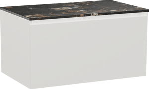 Balmani Idra by Mitra meuble salle de bains suspendu 90 x 55 cm blanc mat avec Stretto tablette simple en marbre portoro gold