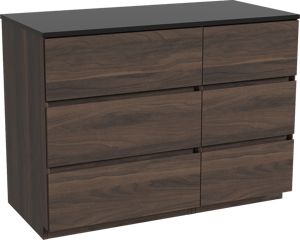 Storke Edge staand badmeubel 110 x 52 cm notenhout met Panton enkel wastafelblad in gepoedercoate mdf mat zwart