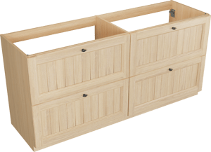 Balmani Lemon stehender Waschbeckenunterschrank: 180 x 55 cm, Naturbelassene Eiche Furnier, 4 Schubladen