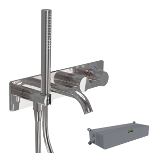 Blaufoss Round robinet baignoire thermostatique encastré avec douchette chrome brillant incl élément intégré