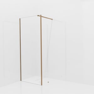 Balmani Modular inloopdouche met vaste zijwand: 90 x 200 cm, Helder glas met coating, Brushed Rosegold profielen