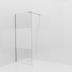 Balmani Modular inloopdouche: 90 x 200 cm, Helder glas met matte strook, Brushed CoolMetal profielen