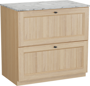 Balmani Lemon staand badmeubel 90 x 55 cm, fineer naturel eiken met Stretto enkel wastafelblad in carrara