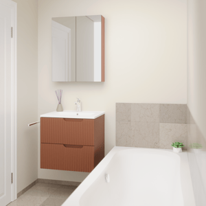 Linie Ribbo meuble salle de bains avec plan vasque Vano et armoir de toilette