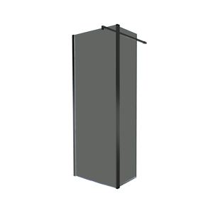 Balmani Move douche à l'italienne avec panneau latéral pivotant 90 x 200 cm verre fumé, avec coating, profil noir mat