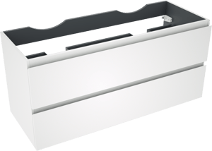 Linie Lado meuble sous-lavabo suspendu 120 x 46 cm blanc mat 2 tiroirs 2 découpés de siphon