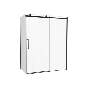 Luca Varess Boltano Eckdusche Schiebetür mit fixierter Seitenwand, 90 x 160 cm, Klarglas, Profil Schwarz