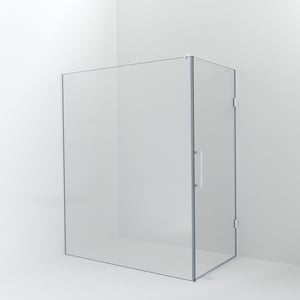 Balmani Modular inloopdouche met deur: 170 x 200 cm met deur 100 cm, Helder glas met coating, Mat witte profielen