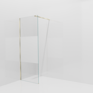 Balmani Modular inloopdouche: 80 x 200 cm, Helder glas met matte strook met coating, Brushed Champagne Gold profielen