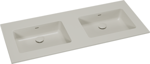 Storke Diva dubbele wastafel mat zijdegrijze top solid 120 x 52 cm