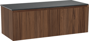 Balmani Idra meuble salle de bains suspendu 135 x 55 cm noyer avec Stretto tablette simple ou double en granit noir