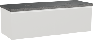 Balmani Idra meuble salle de bains suspendu 150 x 55 cm blanc mat avec Rock tablette double en granit noir