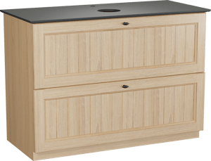 Balmani Lemon staand badkamermeubel 120 x 55 cm, fineer natuur eik met Facetta enkel tablet in graniet zwart