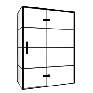 Balmani Senses Design douche d'angle avec porte pivotante à droite et paroi latérale fixe, 140 x 80 cm, Lined, Profil noir