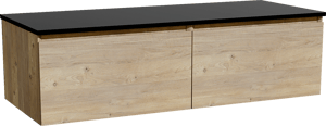 Storke Edge meuble salle de bains suspendu 130 x 52 cm chêne brut avec Panton tablette simple ou double en mdf enduit de poudre noir mat