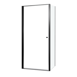Luca Varess Kuresa coin-douche porte pivotante avec paroi latérale fixe 95 x 90 x 200 cm verre transparent et profil noir mat