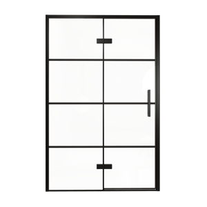 Balmani Senses Design Dusche Drehtür, Links, 140 cm x 210 cm, Lined, Profil Schwarz