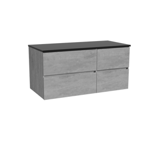 Storke Edge zwevend badmeubel 110 x 52 cm beton donkergrijs met Panton enkel wastafelblad in gepoedercoate mdf mat zwart