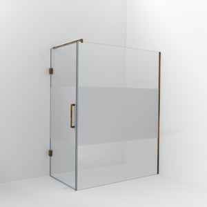 Balmani Modular inloopdouche met deur: 160 x 200 cm met deur 90 cm, Helder glas met matte strook, Brushed Rosegold profielen