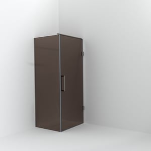 Balmani Modular inloopdouche met deur: 80 x 200 cm met deur 90 cm, Brons glas, Brushed Inox profielen