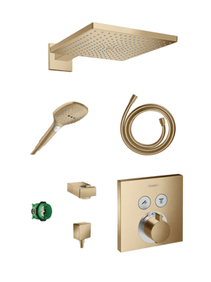 Hansgrohe Showerselect colonne de douche encastrée robinet thermostatique avec douche de tête carrée 30 cm Brushed bronze