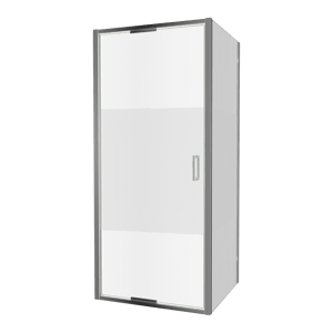 Luca Varess Vidor In douchehoek met draaideur en vaste zijwand 90 x 80 cm Helder glas met matte strook glans chroom profiel