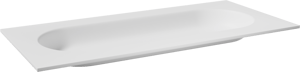 Balmani Tablo Oval Einzelwaschtisch für 2 Armaturenlöcher Matt Weiße Solid Surface 120 x 55 cm